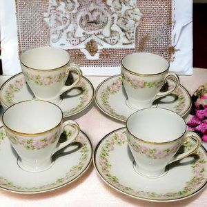 Rosedale Tirschenreuth Bavaria Demitasse Set Bone China Teacup & Saucer Set.